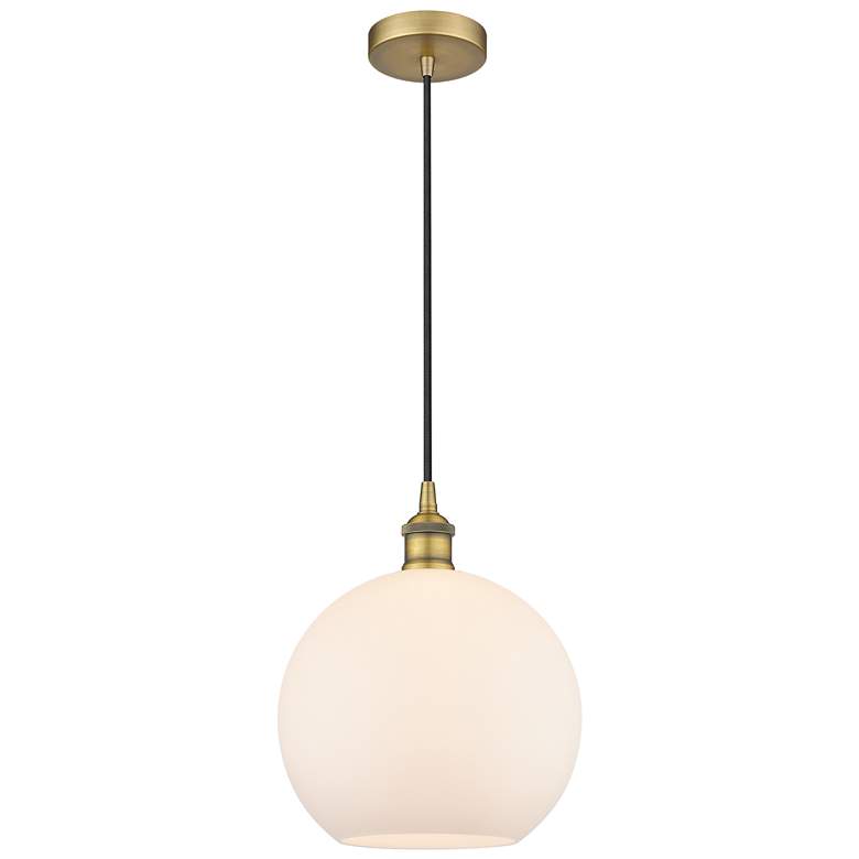 Image 1 Athens 10" Brushed Brass Mini Pendant w/ Matte White Shade