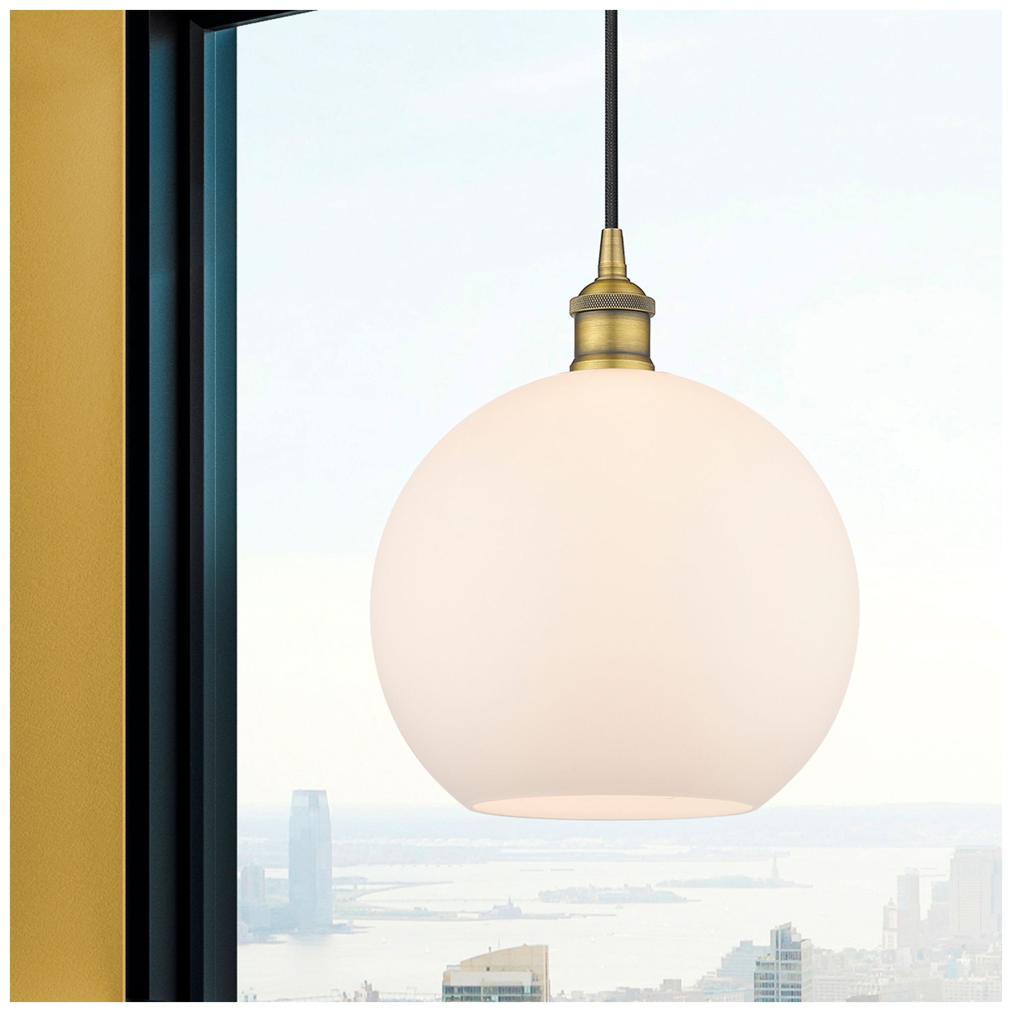 Image 2 Athens 10" Brushed Brass Mini Pendant w/ Matte White Shade more views