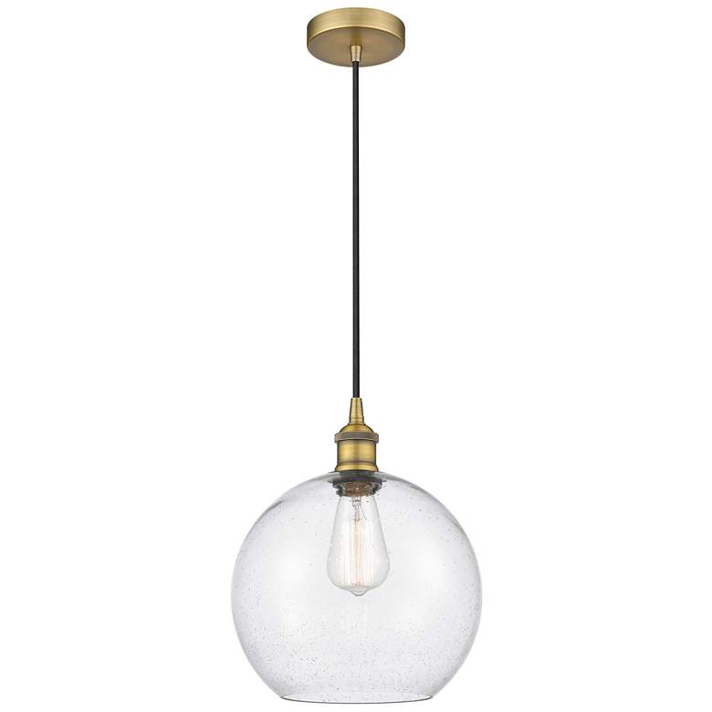 Image 1 Athens 10" Brushed Brass Mini Pendant w/ Seedy Shade