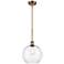 Athens 10" Brushed Brass Stem Hung Mini Pendant w/ Clear Shade
