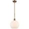 Athens 10" Brushed Brass Stem Hung Mini Pendant w/ Matte White Shade
