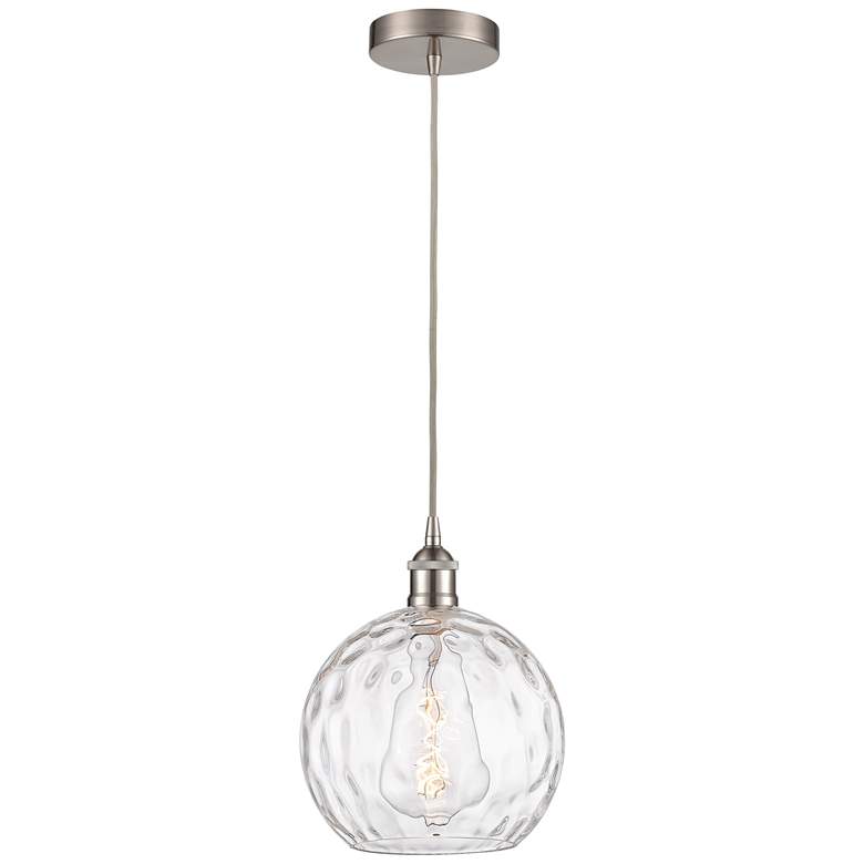 Image 1 Athens 10" Brushed Satin Nickel Mini Pendant w/ Clear Water Glass Shad