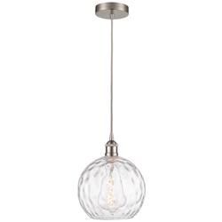 Athens 10" Brushed Satin Nickel Mini Pendant w/ Clear Water Glass Shad
