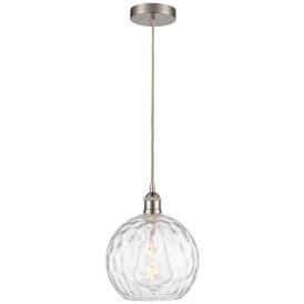 Athens 10" Brushed Satin Nickel Mini Pendant w/ Clear Water Glass Shad Athens 10" Brushed Satin Nickel Mini Pendant w/ Clear Water Glass Shad