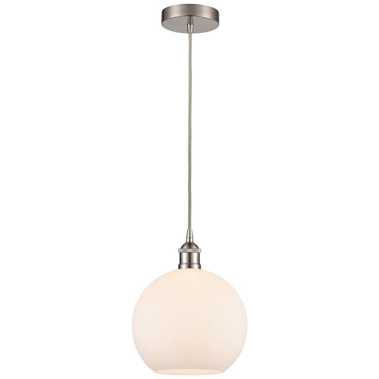 Image 1 Athens 10" Brushed Satin Nickel Mini Pendant w/ Matte White Shade