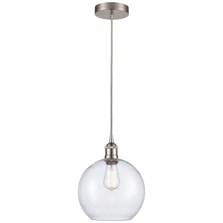 Image 1 Athens 10" Brushed Satin Nickel Mini Pendant w/ Seedy Shade