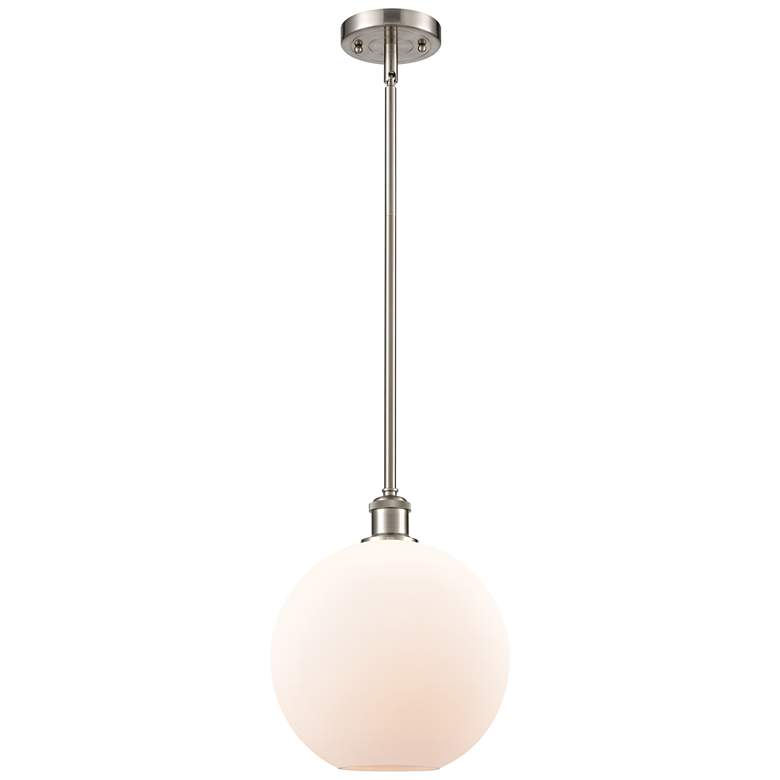 Image 1 Athens 10" Brushed Satin Nickel Stem Hung Mini Pendant w/ Matte White