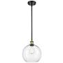 Athens 10" LED Mini Pendant - Black Antique Brass - Clear Shade