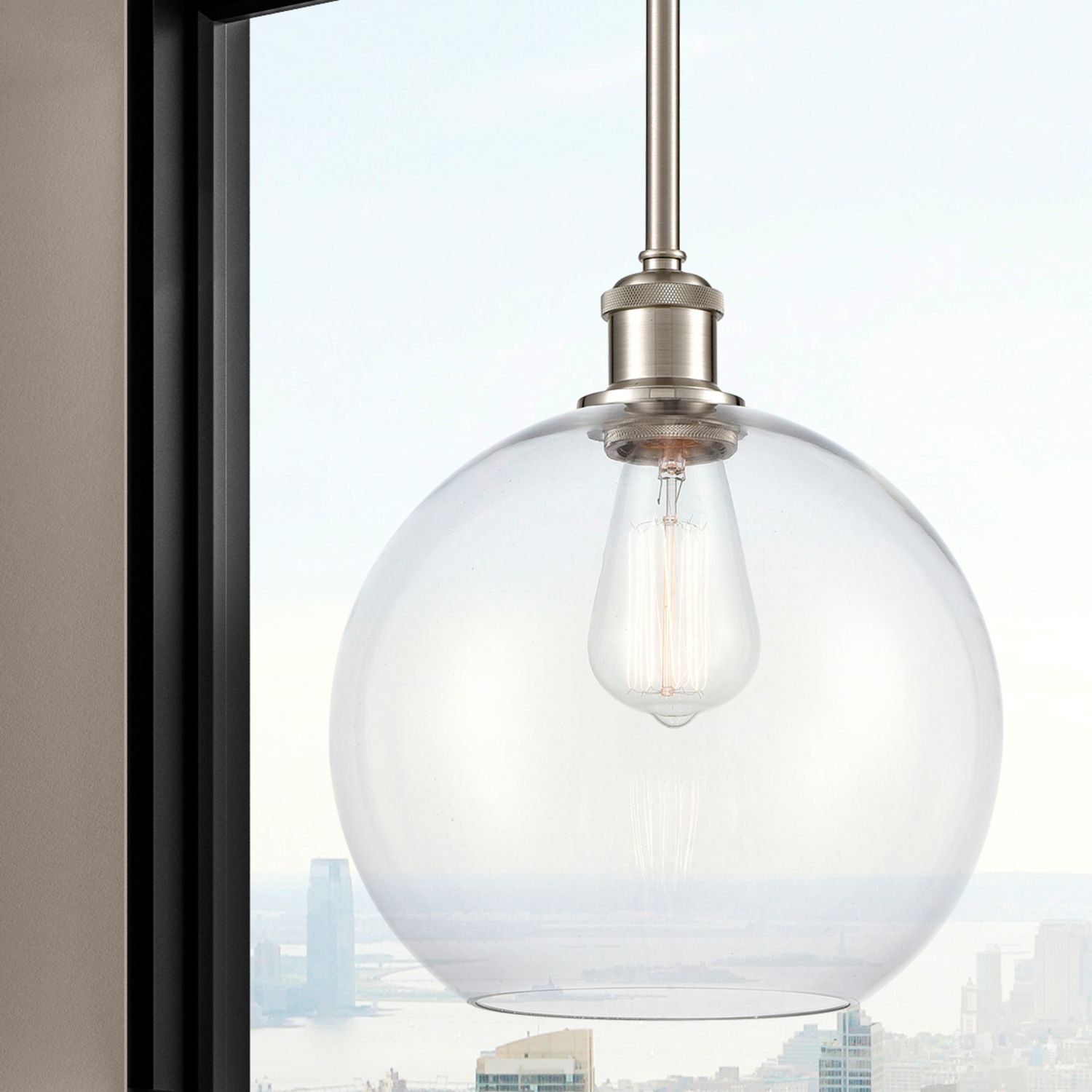 Image 2 Athens 10" LED Mini Pendant - Brushed Satin Nickel - Clear Shade more views