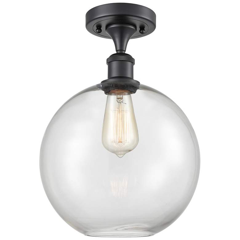 Image 1 Athens 10" LED Semi-Flush Mount - Matte Black - Clear Shade