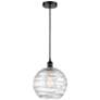 1_Athens 10" Matte Black Mini Pendant w/ Clear Deco Swirl Shade