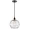 Athens 10" Matte Black Mini Pendant w/ Clear Deco Swirl Shade