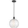 Athens 10" Matte Black Mini Pendant w/ Clear Water Glass Shade