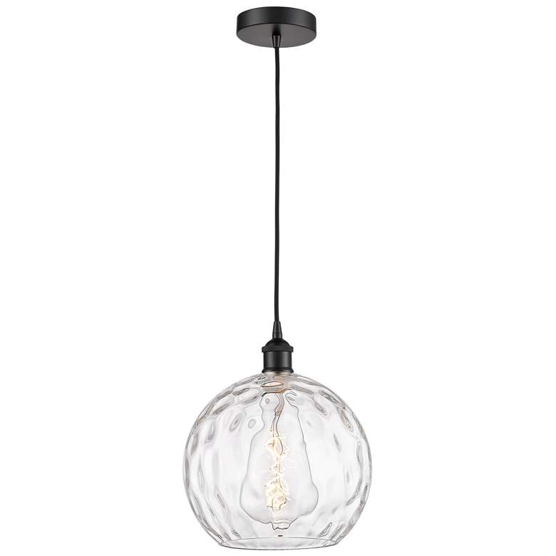 Image 1 Athens 10" Matte Black Mini Pendant w/ Clear Water Glass Shade