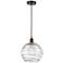 Athens 10" Oil Rubbed Bronze Mini Pendant w/ Clear Deco Swirl Shade