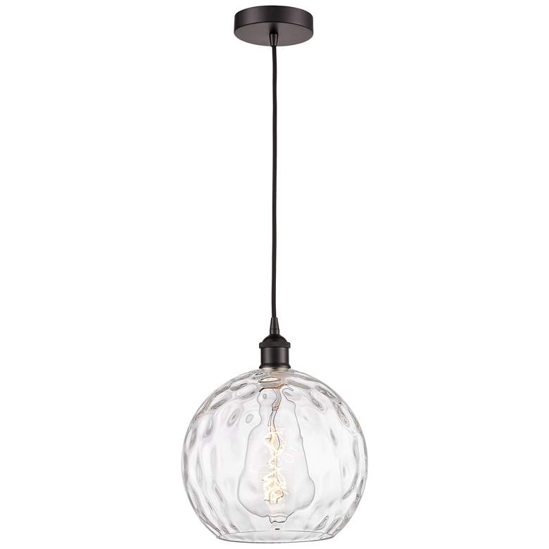 Image 1 Athens 10" Oil Rubbed Bronze Mini Pendant w/ Clear Water Glass Shade