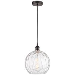 Athens 10" Oil Rubbed Bronze Mini Pendant w/ Clear Water Glass Shade