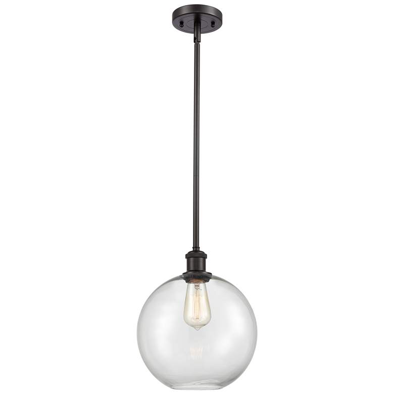 Image 1 Athens 10" Oil Rubbed Bronze Stem Hung Mini Pendant w/ Clear Shade