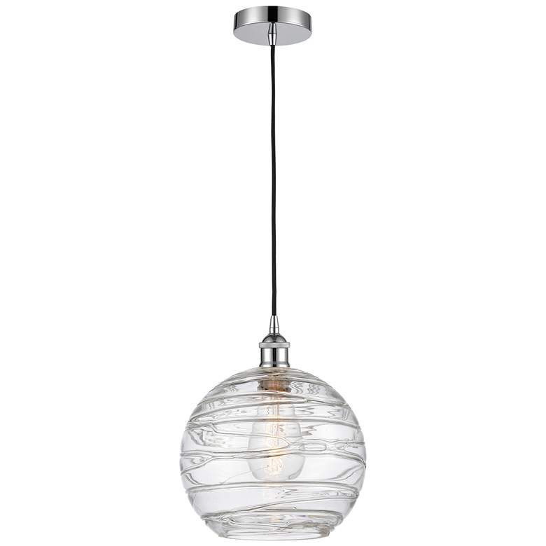 Image 1 Athens 10" Polished Chrome Mini Pendant w/ Clear Deco Swirl Shade