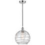 Athens 10" Polished Chrome Mini Pendant w/ Clear Deco Swirl Shade