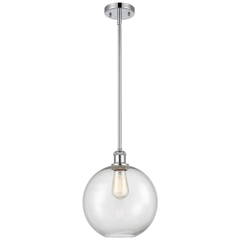 Image 1 Athens 10" Polished Chrome Stem Hung Mini Pendant w/ Clear Shade