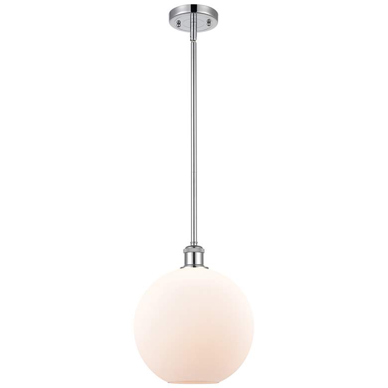 Image 1 Athens 10" Polished Chrome Stem Hung Mini Pendant w/ Matte White Shade