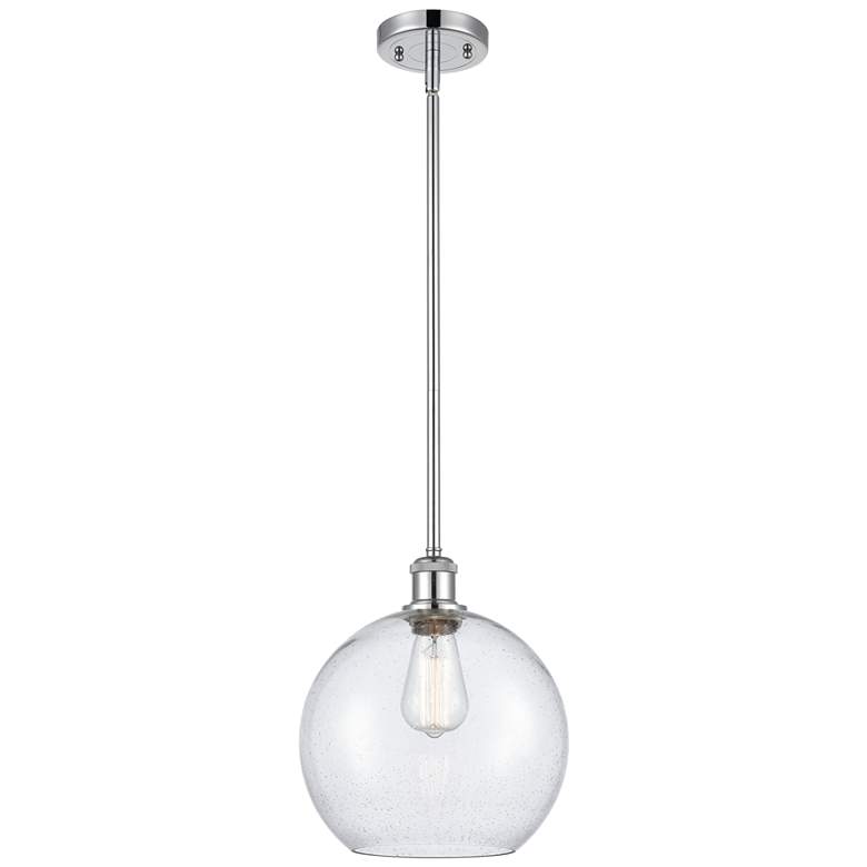 Image 1 Athens 10" Polished Chrome Stem Hung Mini Pendant w/ Seedy Shade