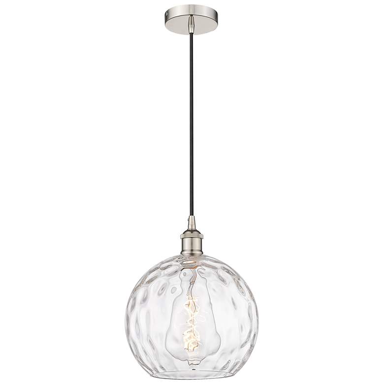 Image 1 Athens 10" Polished Nickel Mini Pendant w/ Clear Water Glass Shade