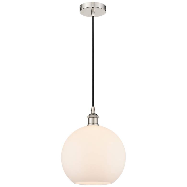 Image 1 Athens 10" Polished Nickel Mini Pendant w/ Matte White Shade