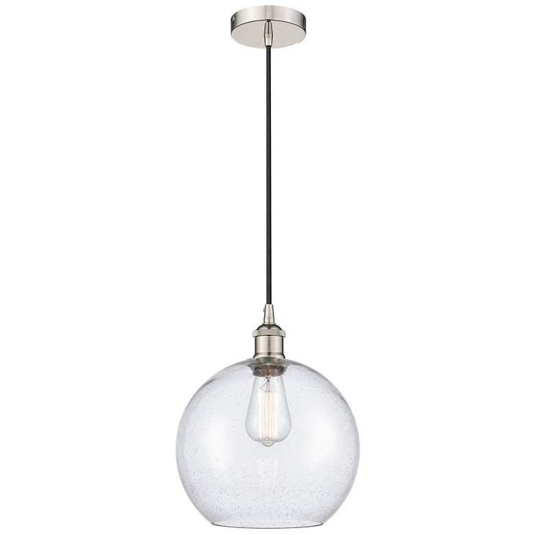 Image 1 Athens 10" Polished Nickel Mini Pendant w/ Seedy Shade