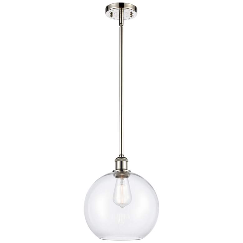 Image 1 Athens 10 inch Polished Nickel Stem Hung Mini Pendant w/ Clear Shade