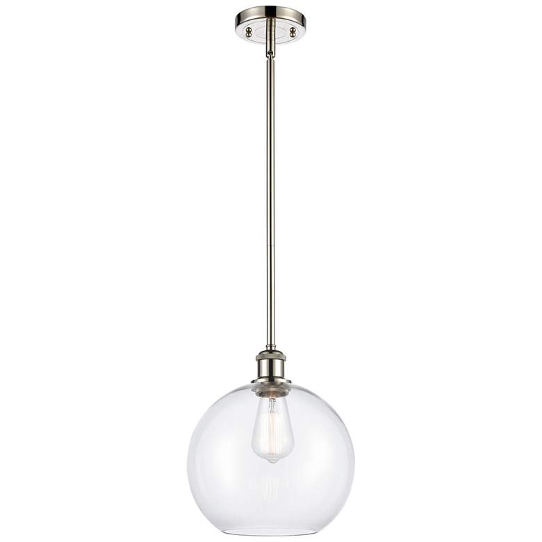 Image 1 Athens 10" Polished Nickel Stem Hung Mini Pendant w/ Clear Shade