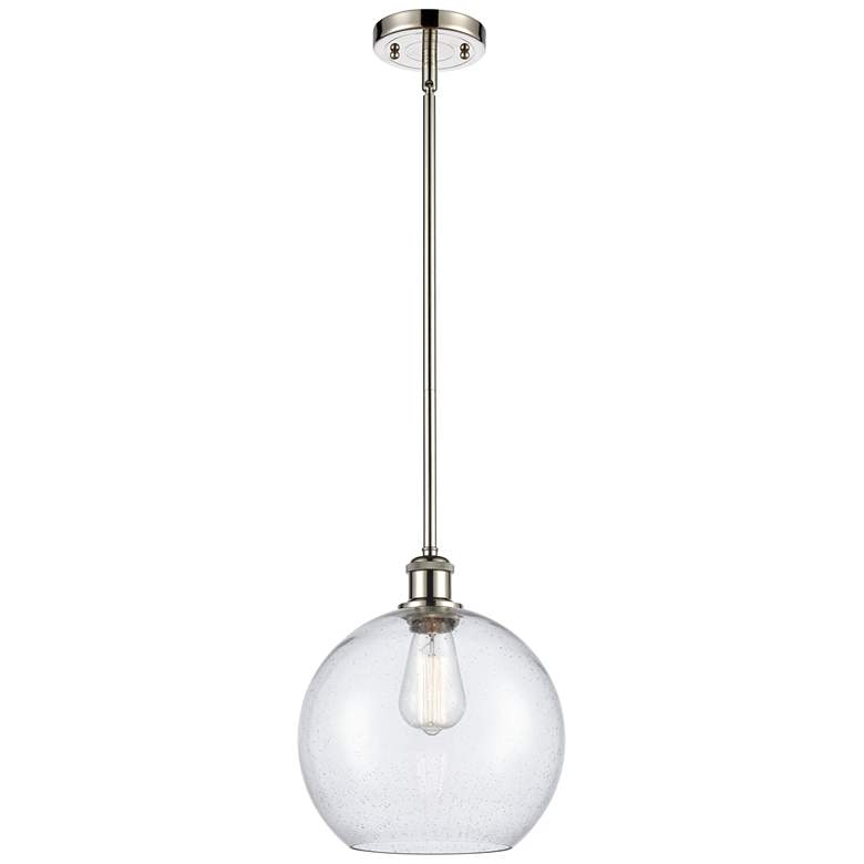 Image 1 Athens 10" Polished Nickel Stem Hung Mini Pendant w/ Seedy Shade