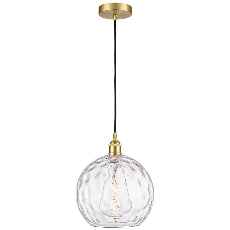 Image 1 Athens 10" Satin Gold Mini Pendant w/ Clear Water Glass Shade