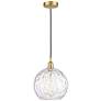 Athens 10" Satin Gold Mini Pendant w/ Clear Water Glass Shade