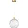 Athens 10" Satin Gold Mini Pendant w/ Clear Water Glass Shade