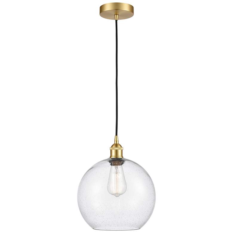 Image 1 Athens 10" Satin Gold Mini Pendant w/ Seedy Shade