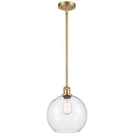 Image1 of Athens 10" Satin Gold Stem Hung Mini Pendant w/ Seedy Shade