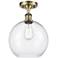 Athens 10" Wide Antique Brass Semi Flush Mount w/ Clear Shade