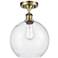 Athens 10" Wide Antique Brass Semi Flush Mount w/ Seedy Shade