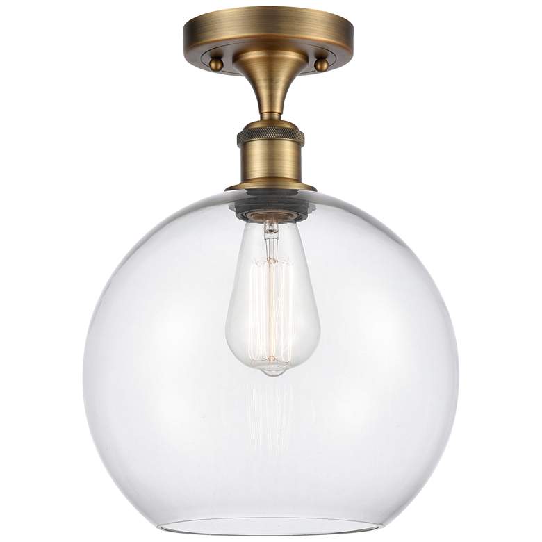 Image 1 Athens 10" Wide Brushed Brass Semi Flush Mount w/ Clear Shade