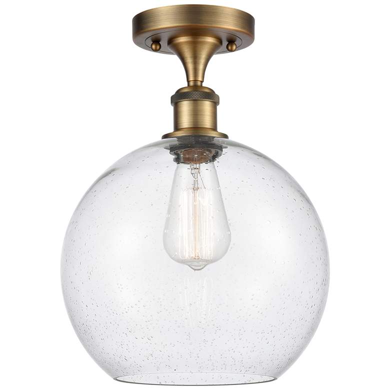 Image 1 Athens 10" Wide Brushed Brass Semi Flush Mount w/ Seedy Shade