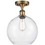 Athens 10" Wide Brushed Brass Semi Flush Mount w/ Seedy Shade