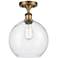 Athens 10" Wide Brushed Brass Semi Flush Mount w/ Seedy Shade