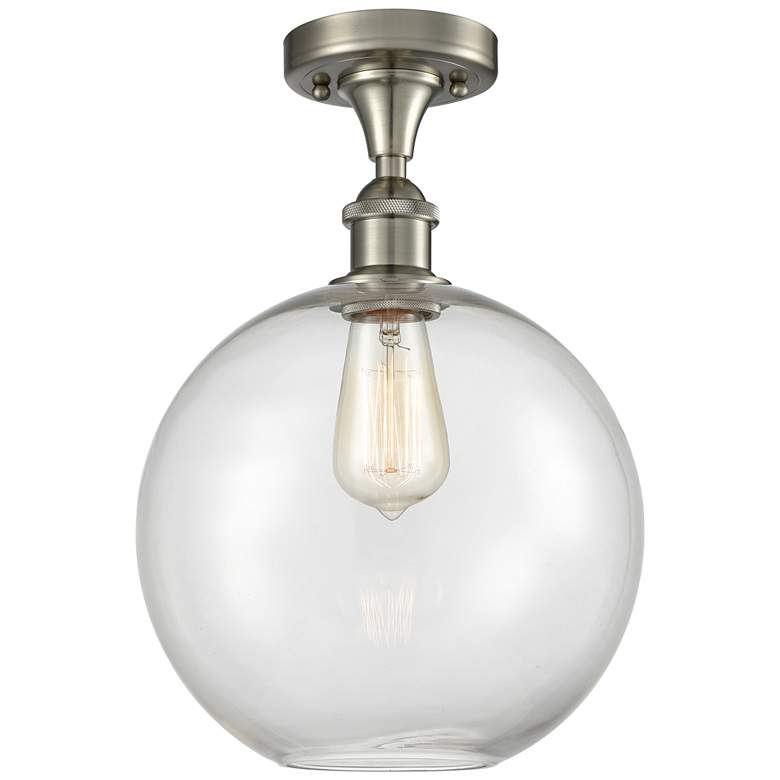 Image 1 Athens 10" Wide Brushed Satin Nickel Semi Flush Mount w/ Clear Shade
