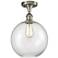 Athens 10" Wide Brushed Satin Nickel Semi Flush Mount w/ Clear Shade