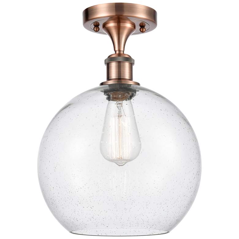 Image 1 Athens 10" Wide Copper Semi Flush Mount w/ Seedy Shade