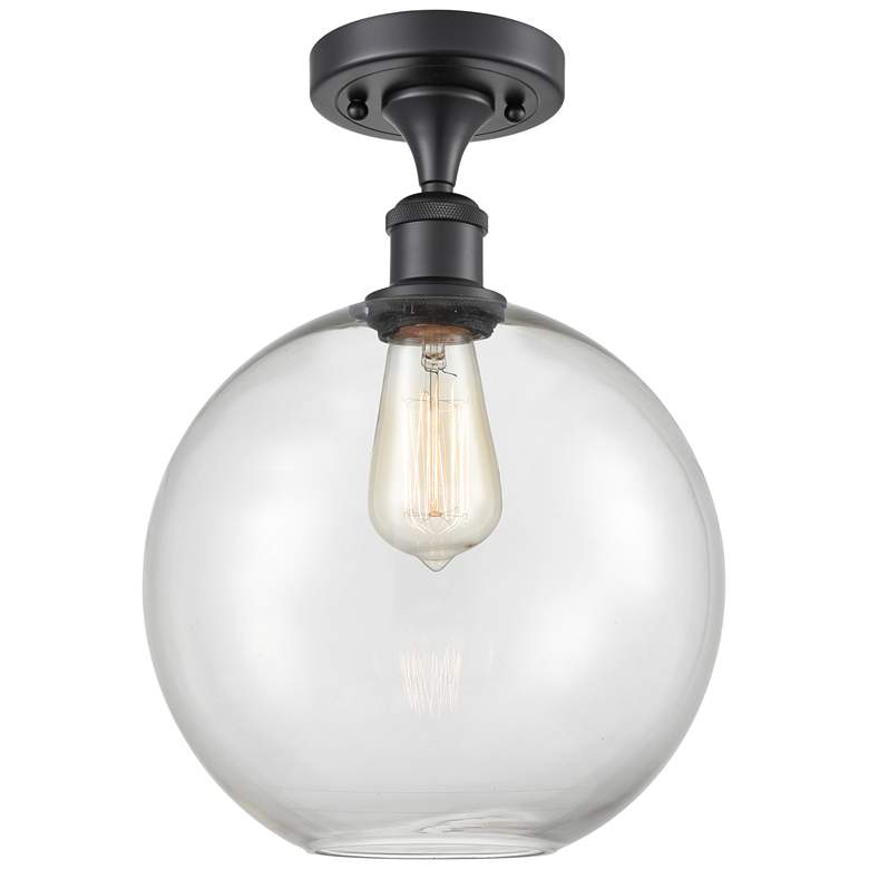 Image 1 Athens 10" Wide Matte Black Semi Flush Mount w/ Clear Shade