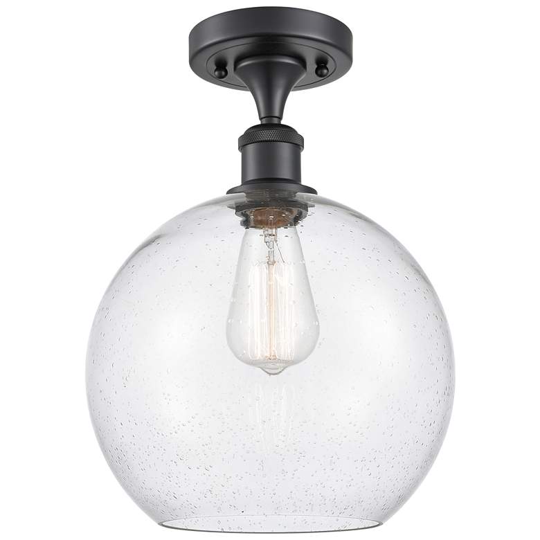 Image 1 Athens 10" Wide Matte Black Semi Flush Mount w/ Seedy Shade
