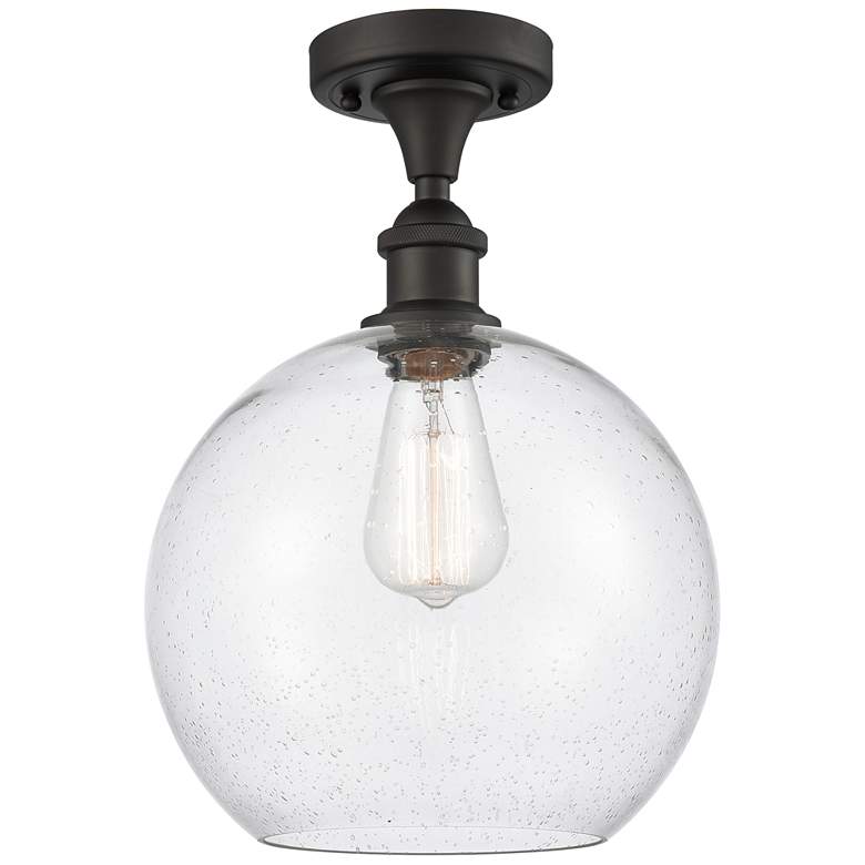 Image 1 Athens 10" Wide Oil Rubbed Bronze Semi Flush Mount w/ Seedy Shade